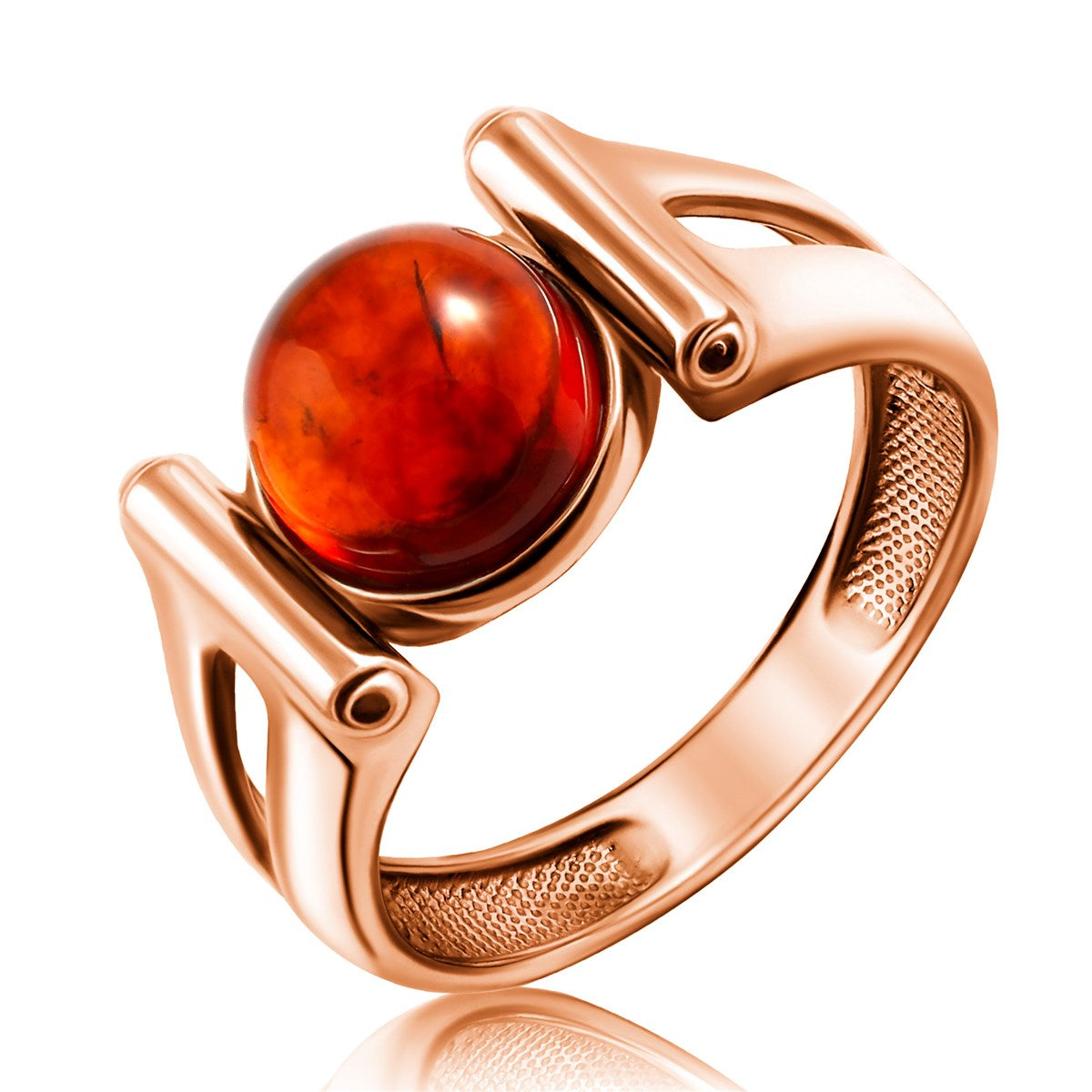 Round Cognac Amber Silver Ring — DARVIN (Pre-Order)