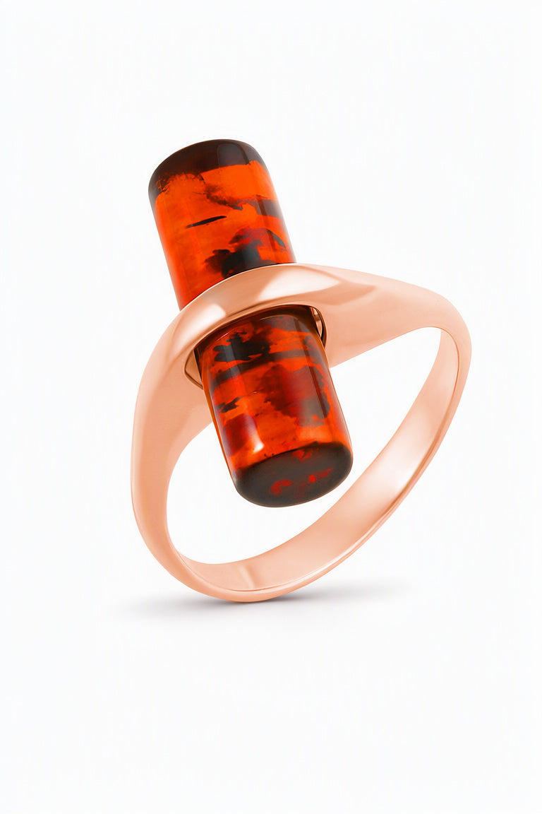 Cognac Amber Silver Ring — DARVIN (Pre-Order)
