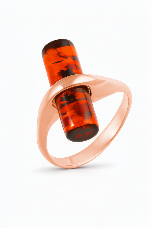 Cognac Amber Silver Ring — DARVIN (Pre-Order)