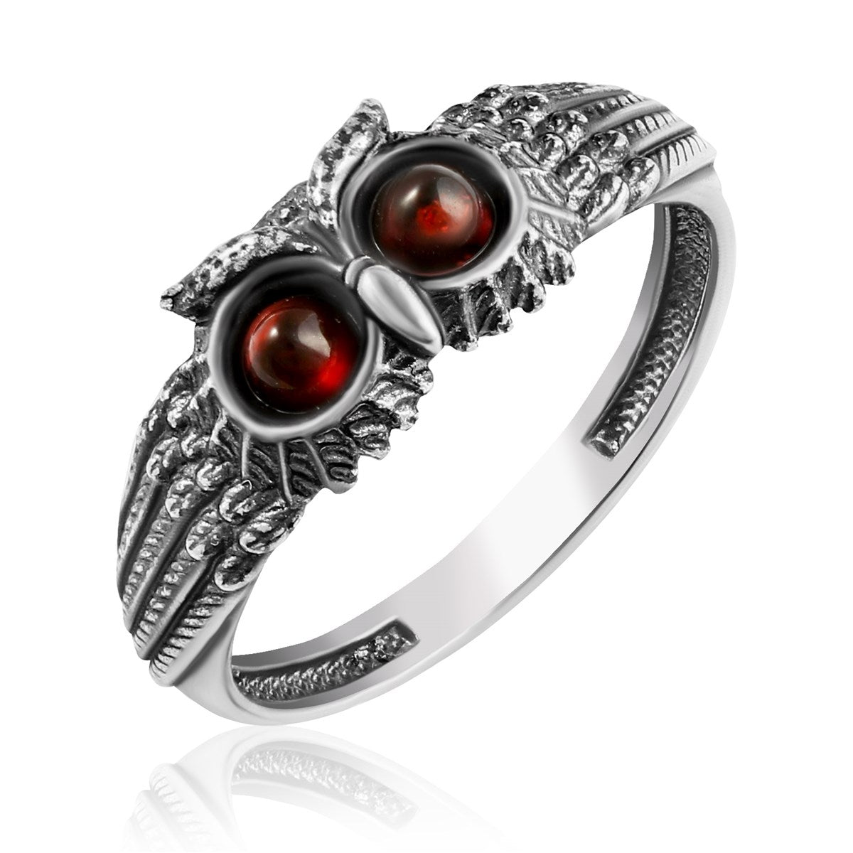 Round Cognac Amber Silver Ring — DARVIN (Pre-Order)