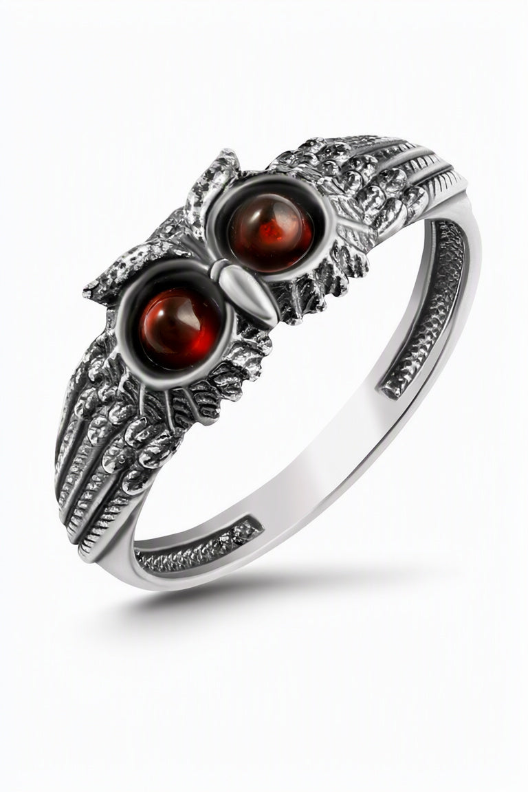 Round Cognac Amber Silver Ring — DARVIN (Pre-Order)