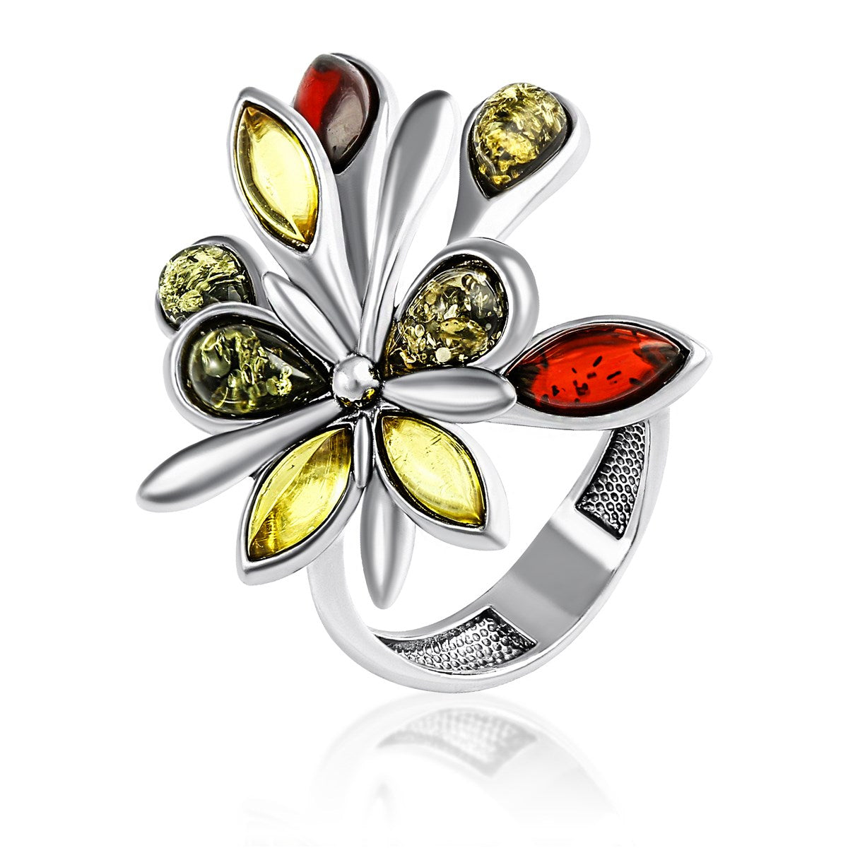 Marquise Mixed Amber Silver Ring — DARVIN (Pre-Order)
