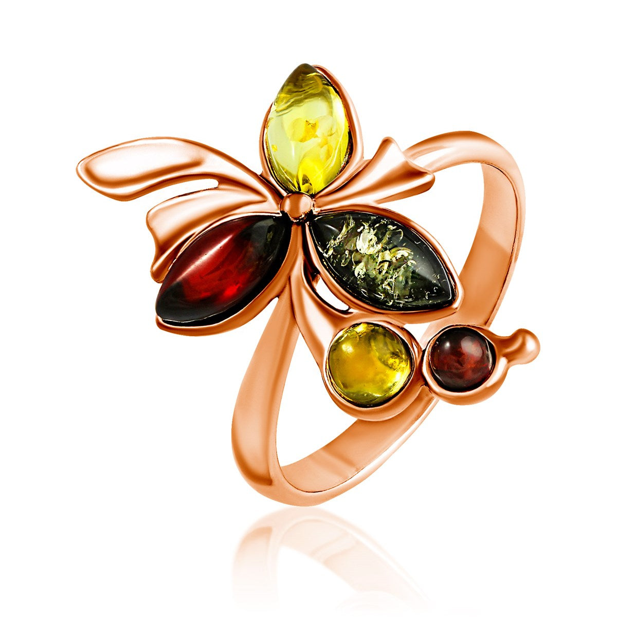 Marquise Mixed Amber Silver Ring — DARVIN