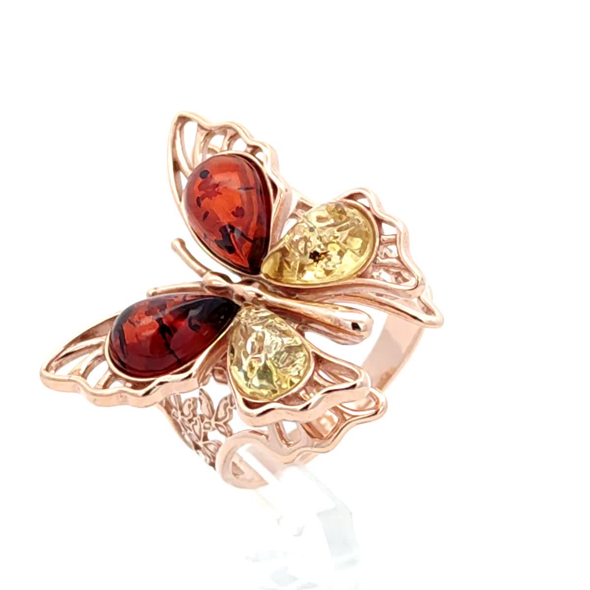 Teardrop Mixed Amber Silver Ring — DARVIN (Pre-Order)