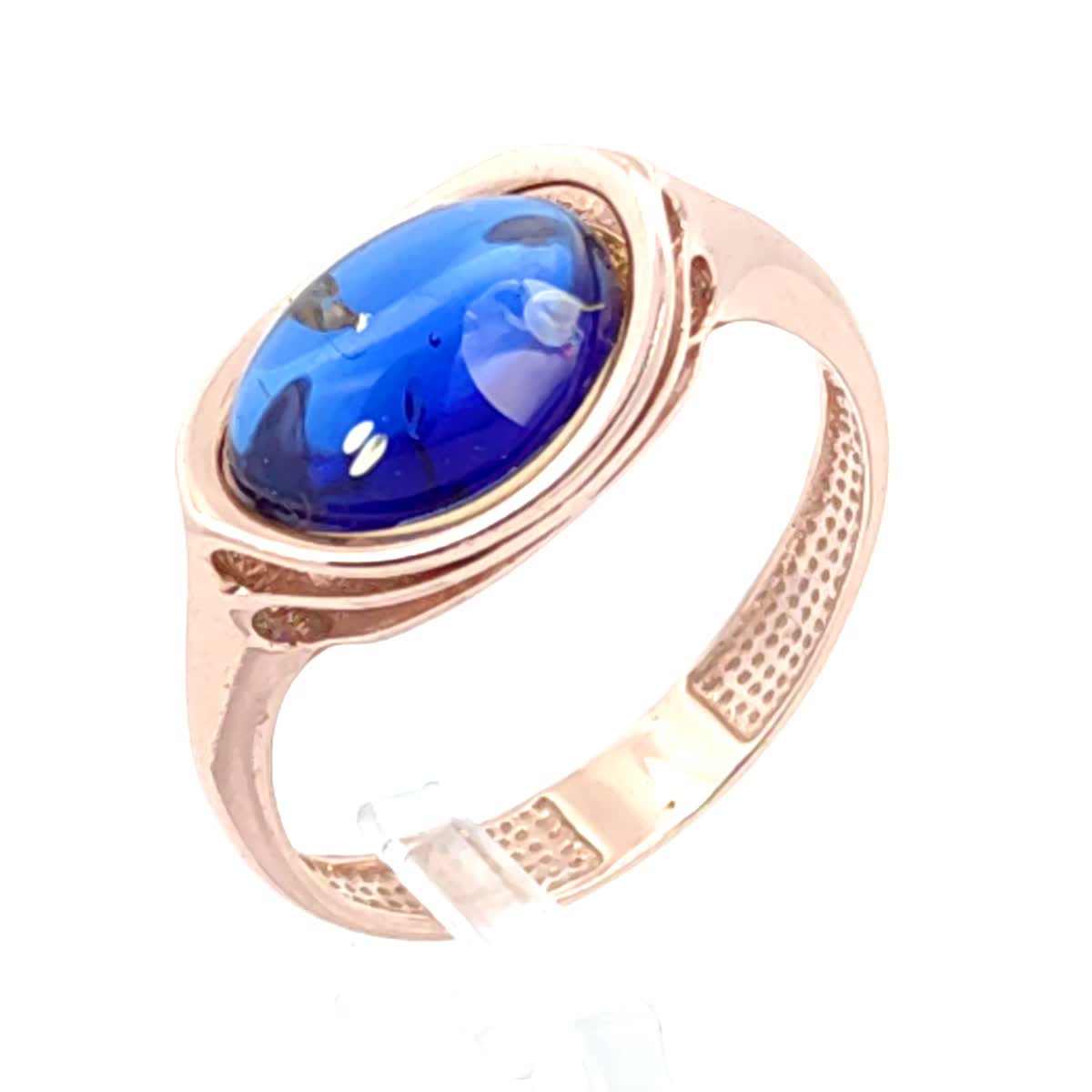 Oval Sapphire Blue Amber Silver Ring — DARVIN (Pre-Order)