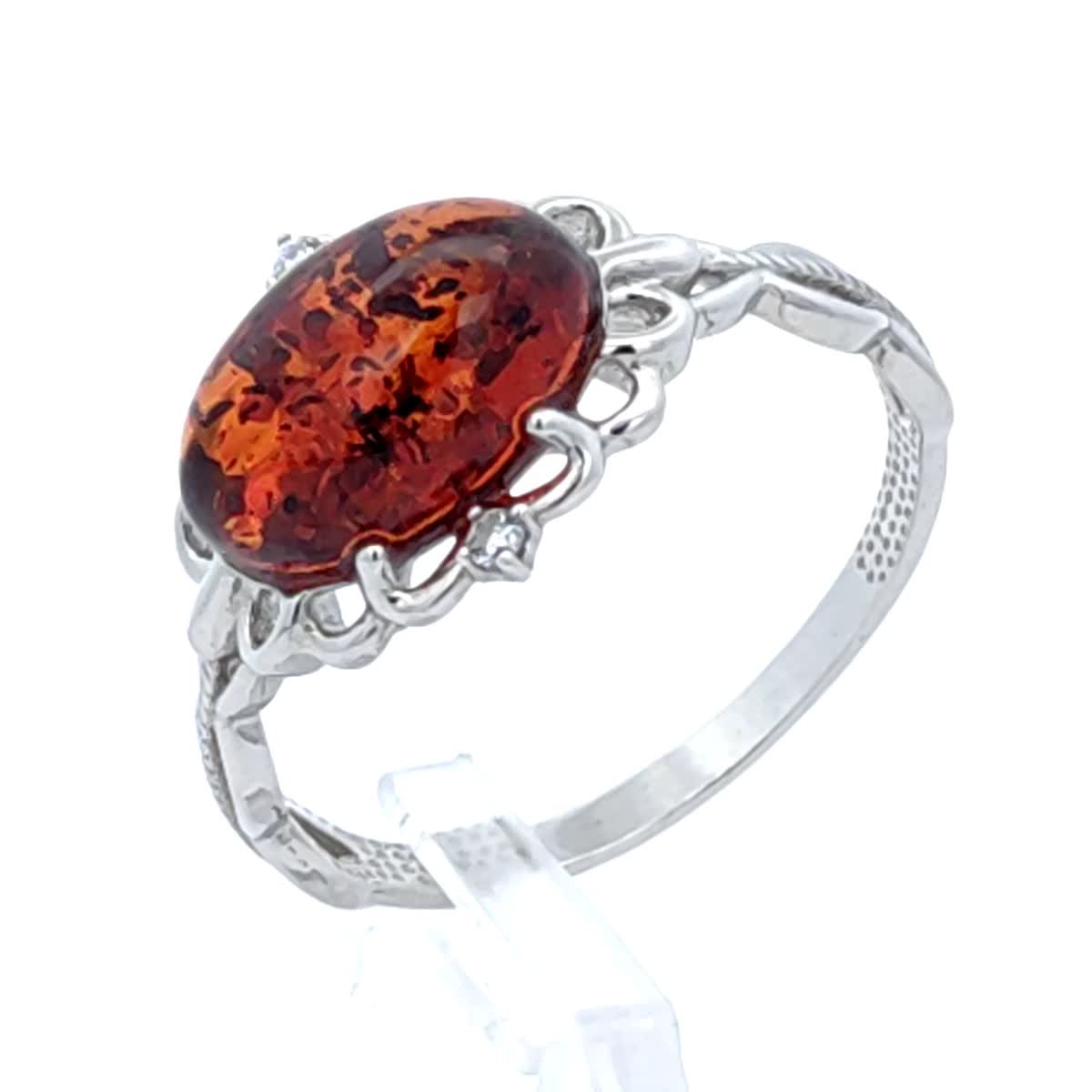 Oval Cognac, Colorless Amber Silver Ring — DARVIN (Pre-Order)