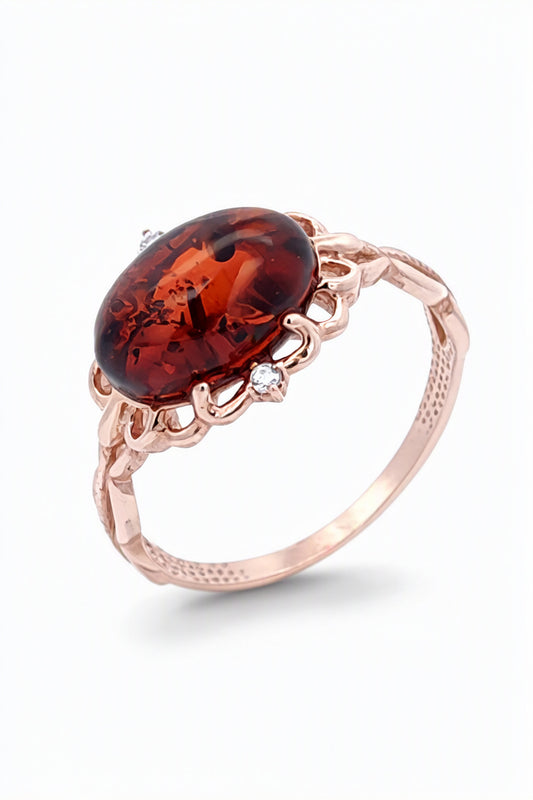 Oval Cognac, Colorless Amber Silver Ring — DARVIN (Pre-Order)