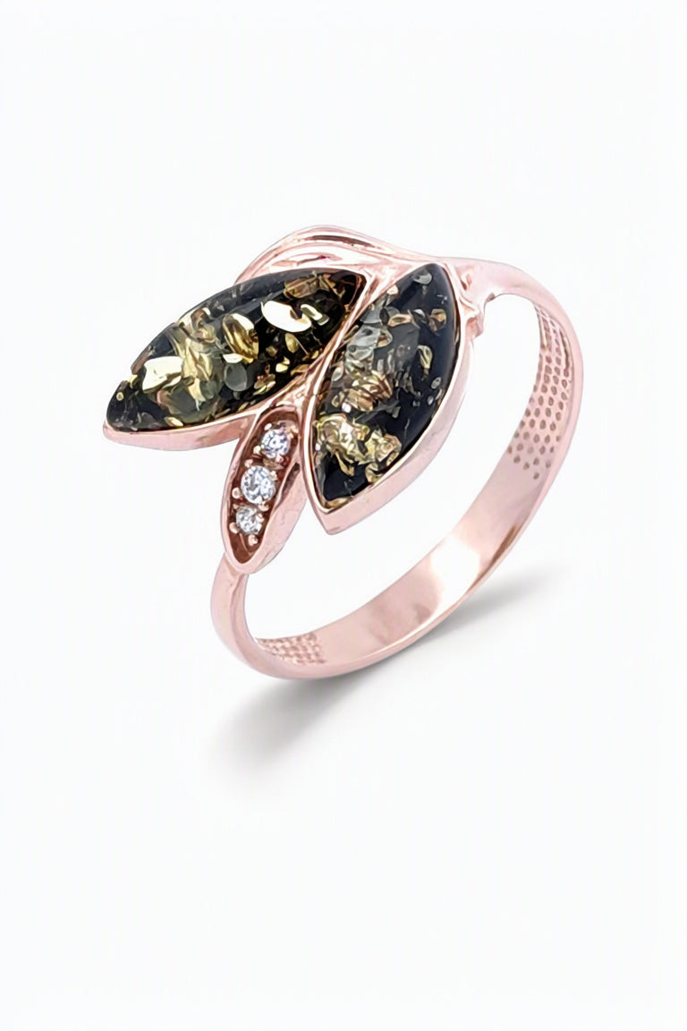Marquise Green, Colorless Amber Silver Ring — DARVIN (Pre-Order)