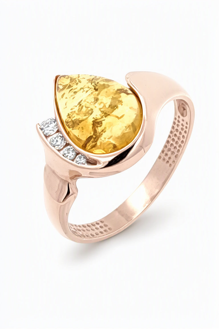 Round Lemon, Colorless Amber Silver Ring — DARVIN (Pre-Order)