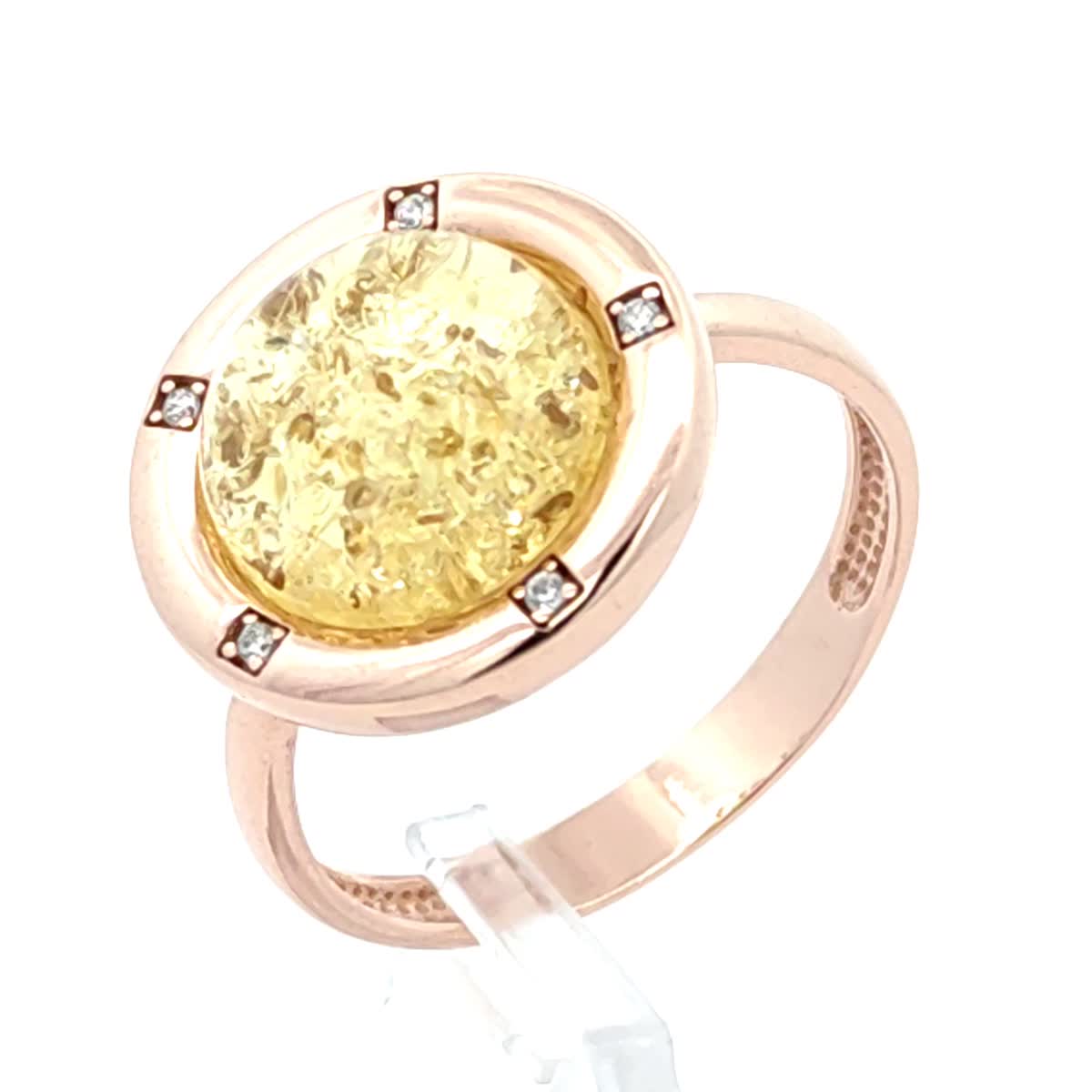 Round Lemon, Colorless Amber Silver Ring — DARVIN (Pre-Order)