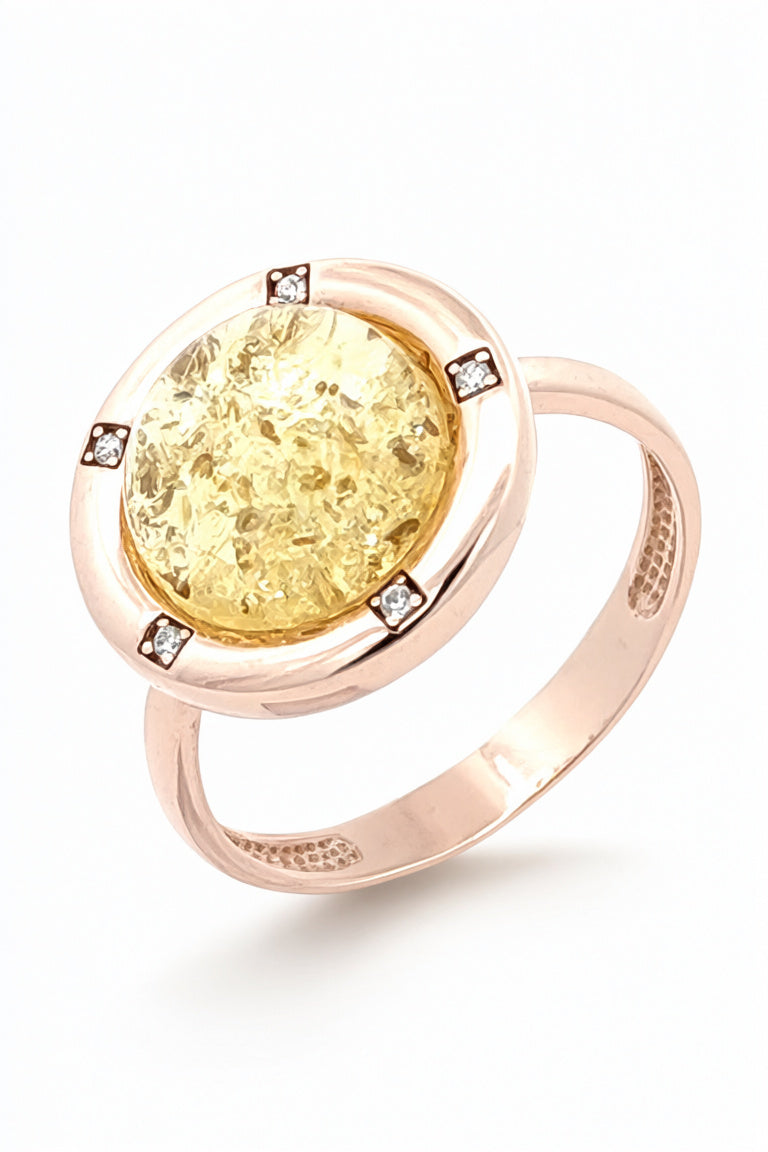 Round Lemon, Colorless Amber Silver Ring — DARVIN (Pre-Order)