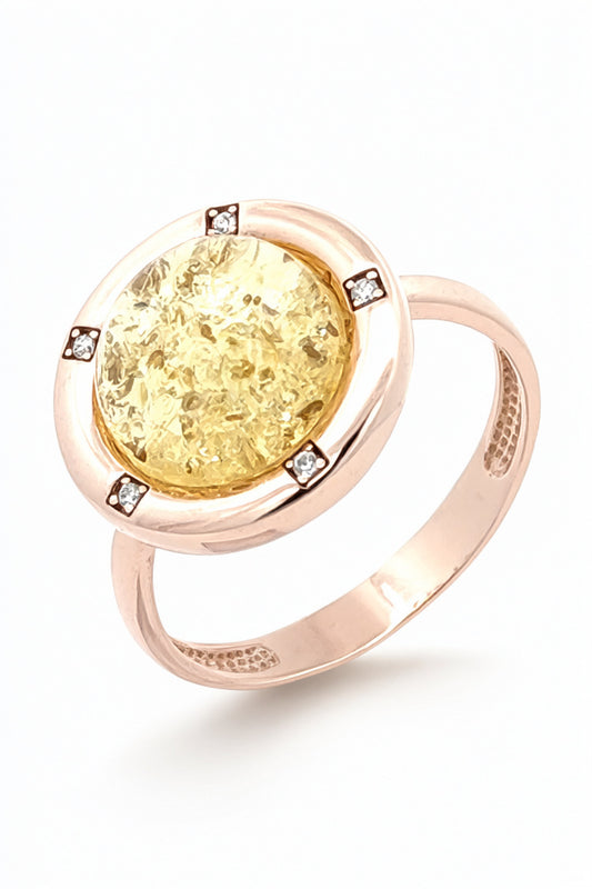 Round Lemon, Colorless Amber Silver Ring — DARVIN (Pre-Order)