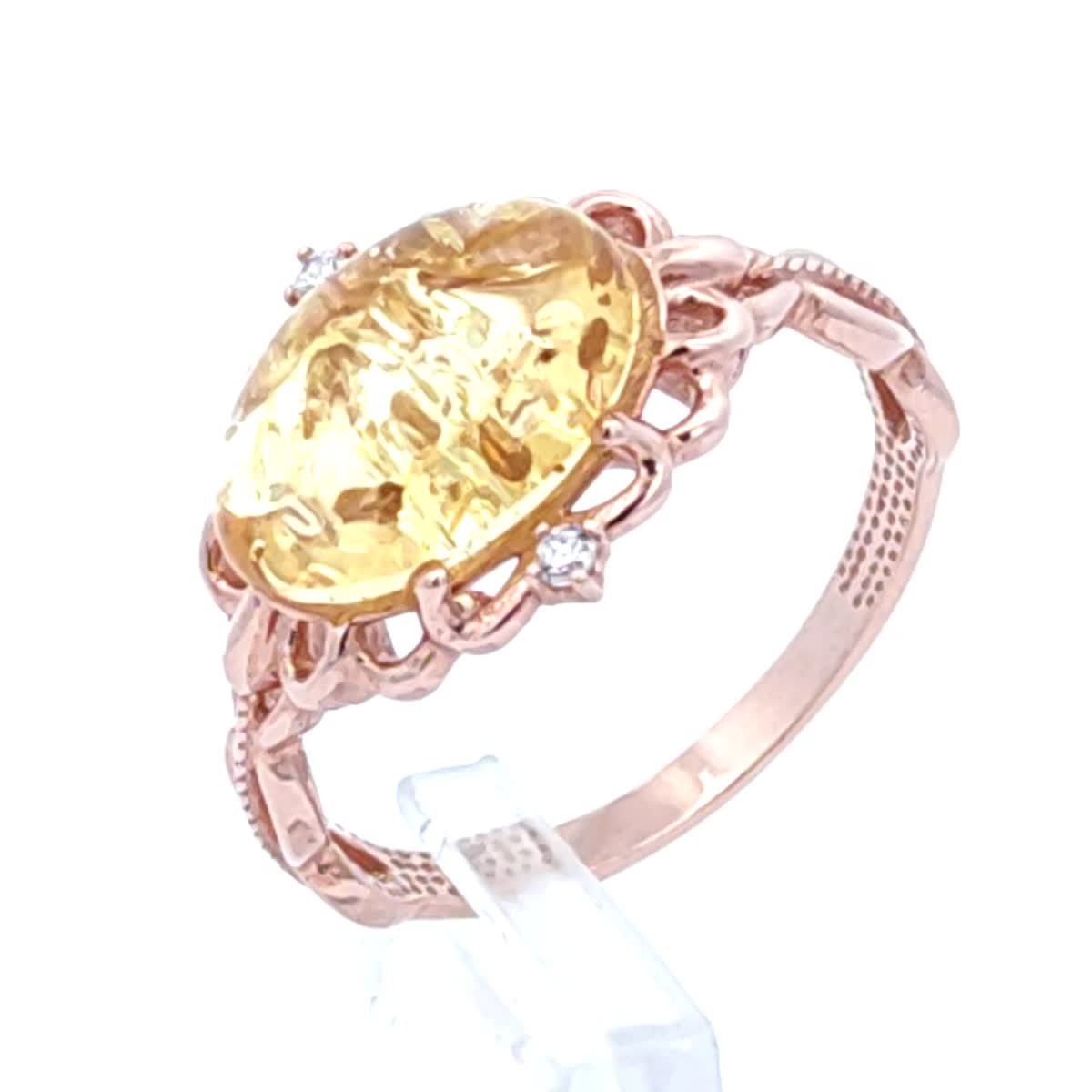 Oval Lemon, Colorless Amber Silver Ring — DARVIN (Pre-Order)