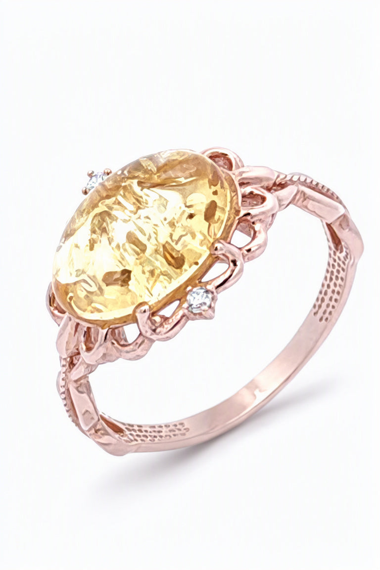 Oval Lemon, Colorless Amber Silver Ring — DARVIN (Pre-Order)