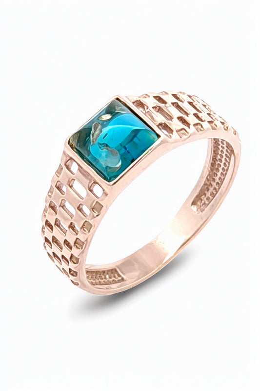 Square Greenish-Blue, Paraiba Amber Silver Ring — DARVIN (Pre-Order)