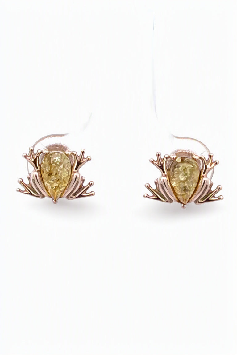 Teardrop Lemon Amber Silver Stud Earrings — DARVIN (Pre-Order)