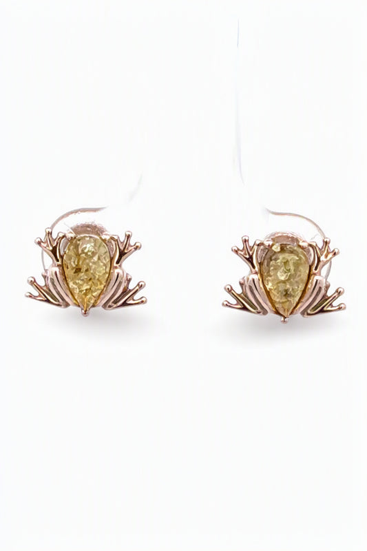 Teardrop Lemon Amber Silver Stud Earrings — DARVIN (Pre-Order)