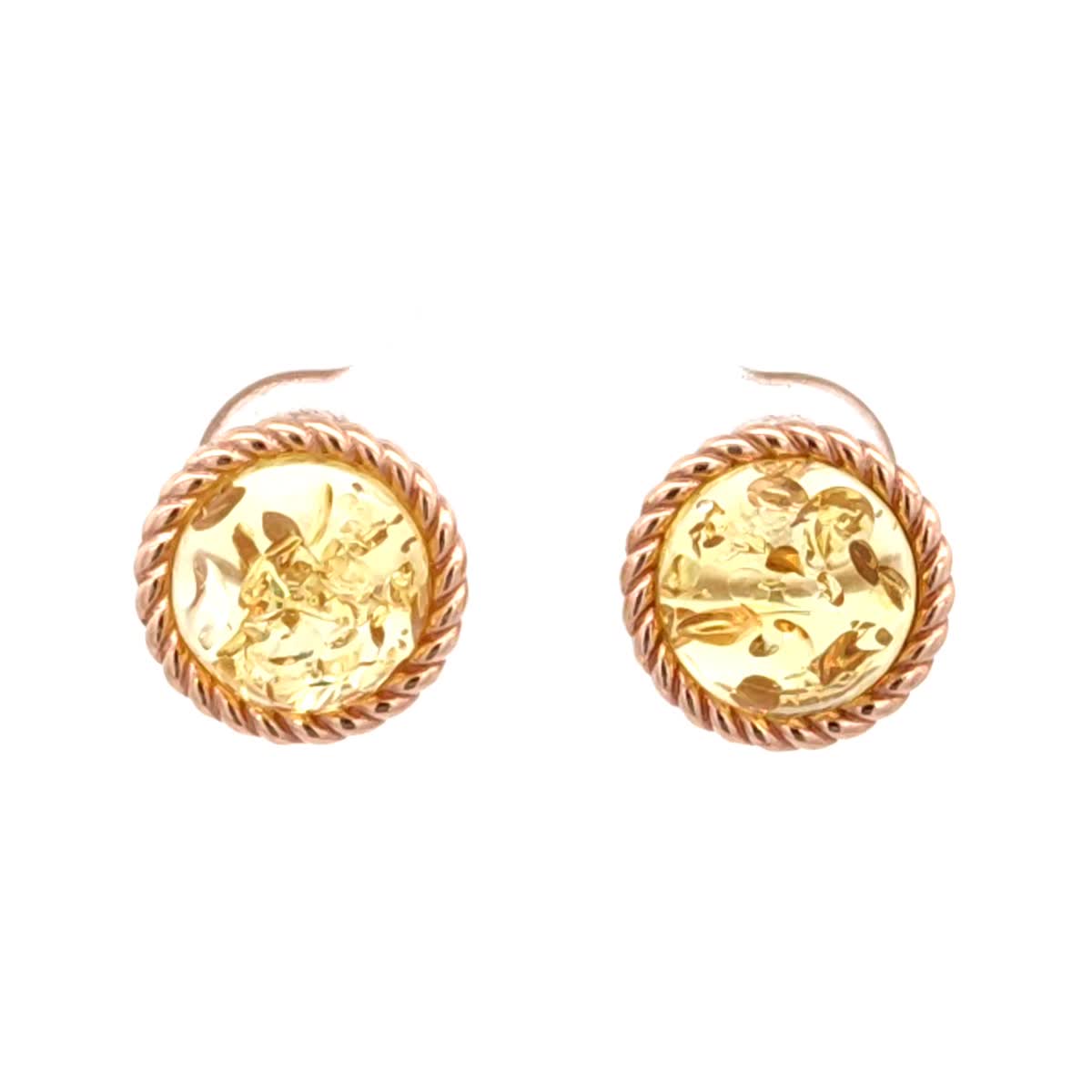 Round Lemon Amber Silver Stud Earrings — DARVIN (Pre-Order)