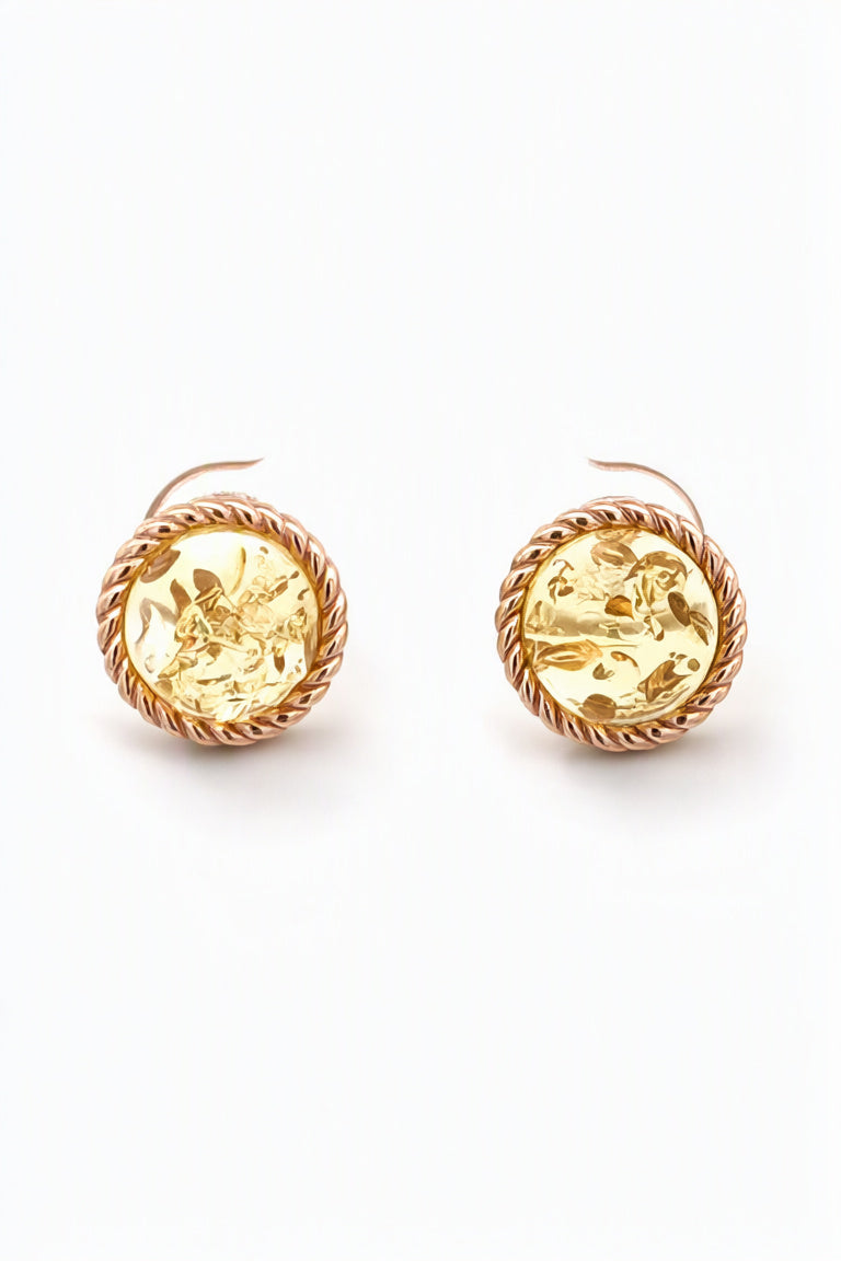 Round Lemon Amber Silver Stud Earrings — DARVIN (Pre-Order)