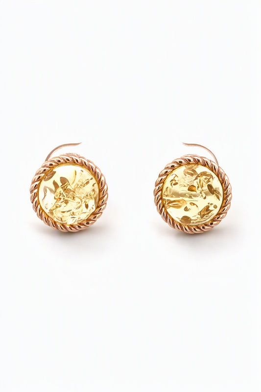 Round Lemon Amber Silver Stud Earrings — DARVIN (Pre-Order)