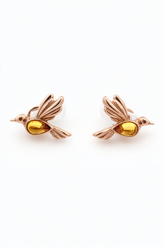 Teardrop Lemon Amber Silver Stud Earrings — DARVIN (Pre-Order)