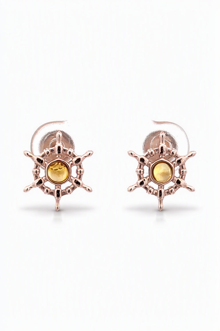 Round Lemon Amber Silver Stud Earrings — DARVIN (Pre-Order)