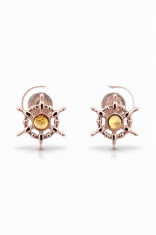 Round Lemon Amber Silver Stud Earrings — DARVIN (Pre-Order)