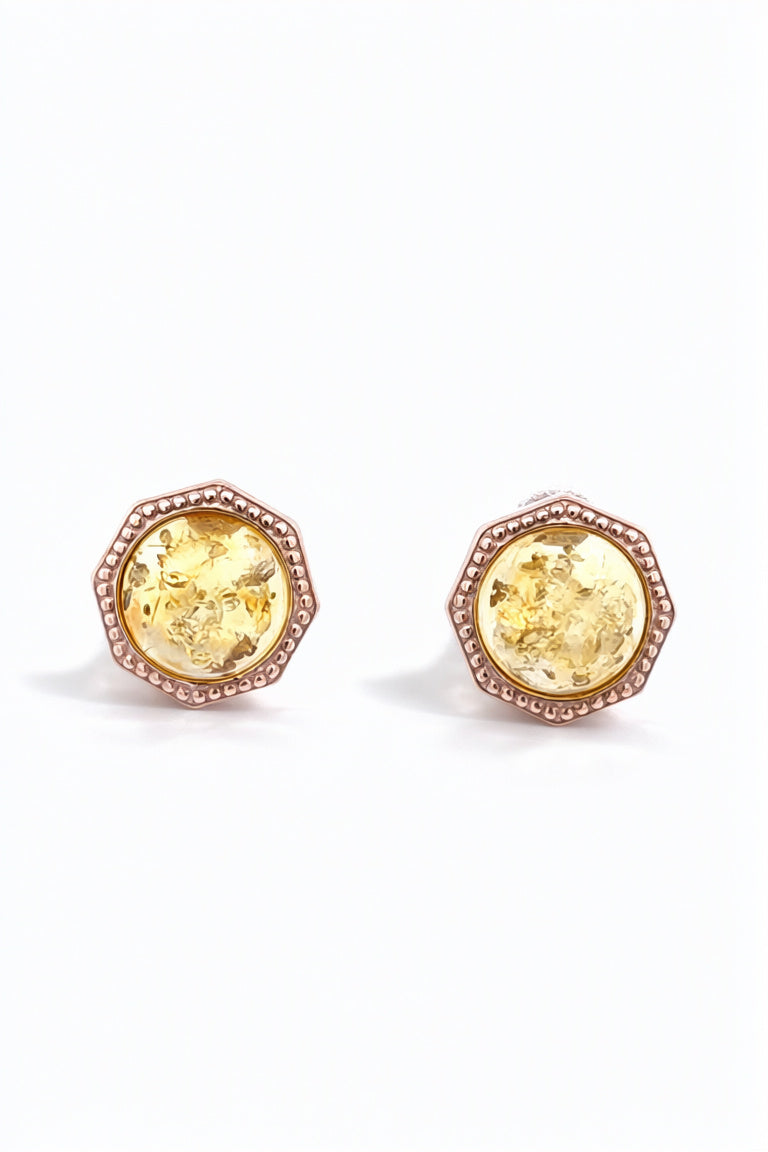 Round Lemon Amber Silver Stud Earrings — DARVIN (Pre-Order)
