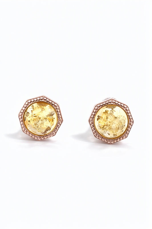 Round Lemon Amber Silver Stud Earrings — DARVIN (Pre-Order)