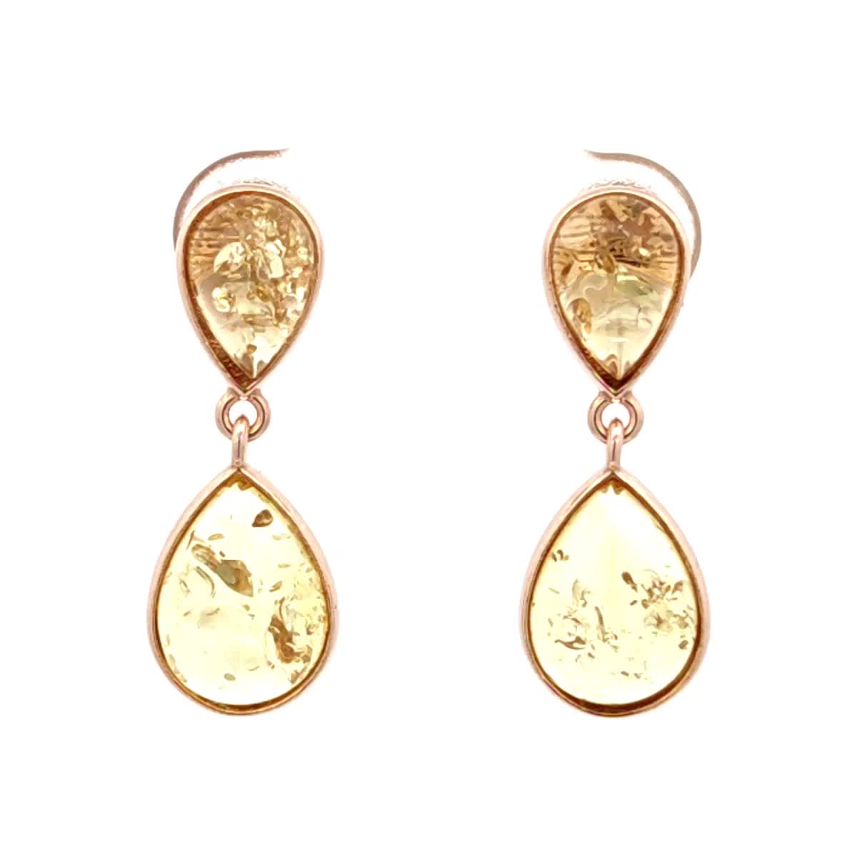 Teardrop Lemon Amber Silver Stud Earrings — DARVIN (Pre-Order)