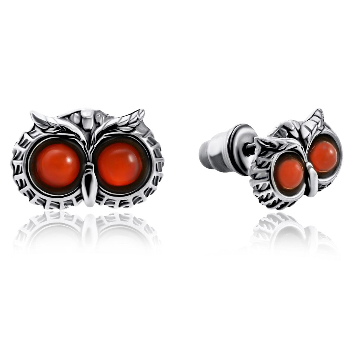 Round Cognac Amber Silver Stud Earrings — DARVIN (Pre-Order)