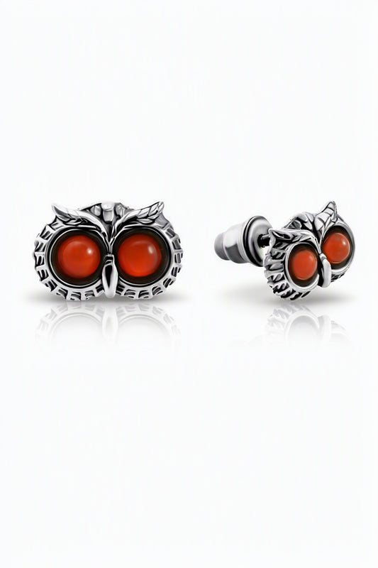 Round Cognac Amber Silver Stud Earrings — DARVIN (Pre-Order)