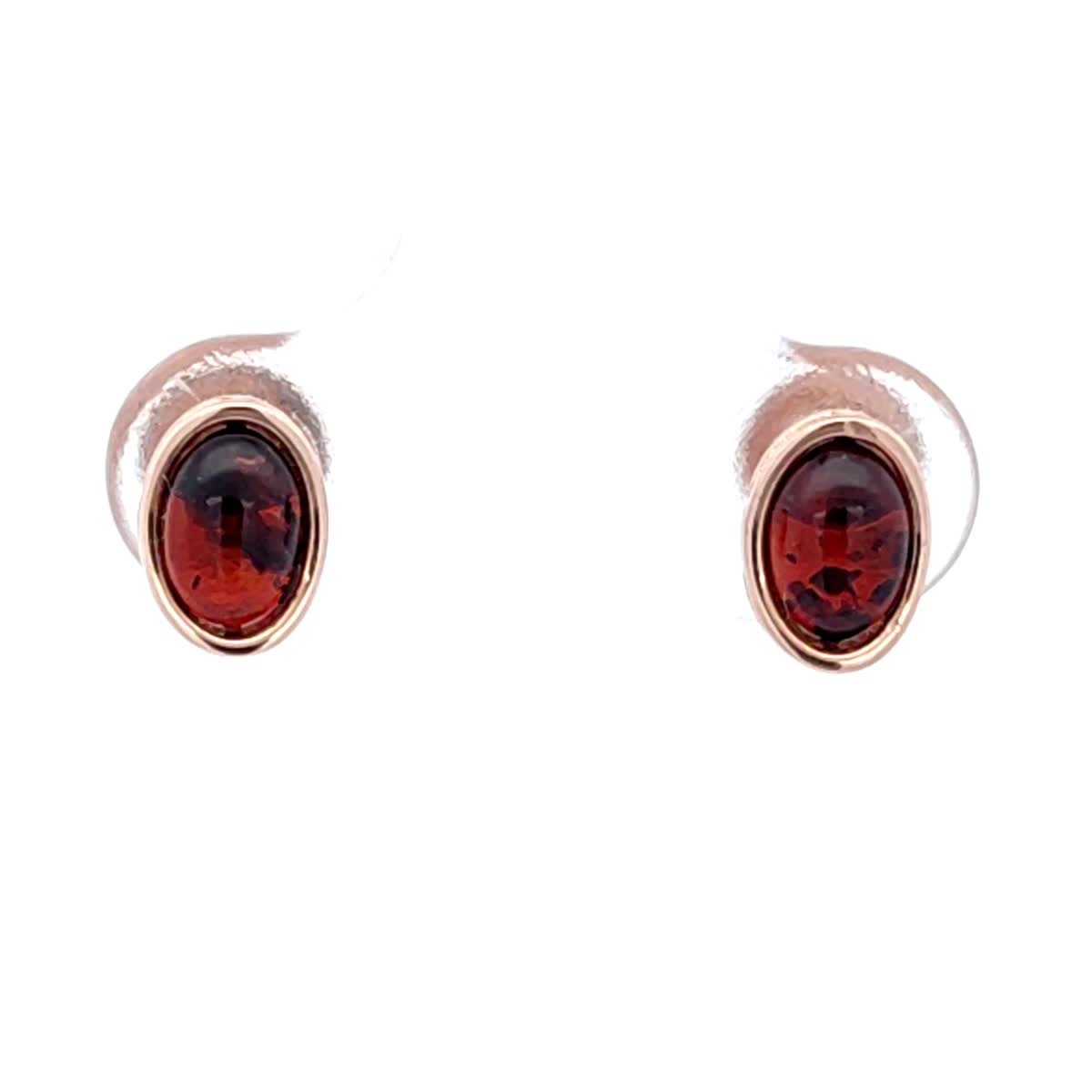 Oval Cognac Amber Silver Stud Earrings — DARVIN (Pre-Order)