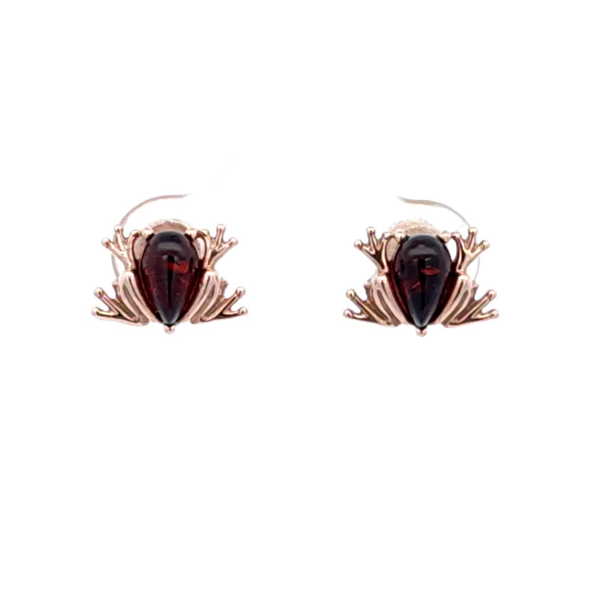 Teardrop Cognac Amber Silver Stud Earrings — DARVIN (Pre-Order)