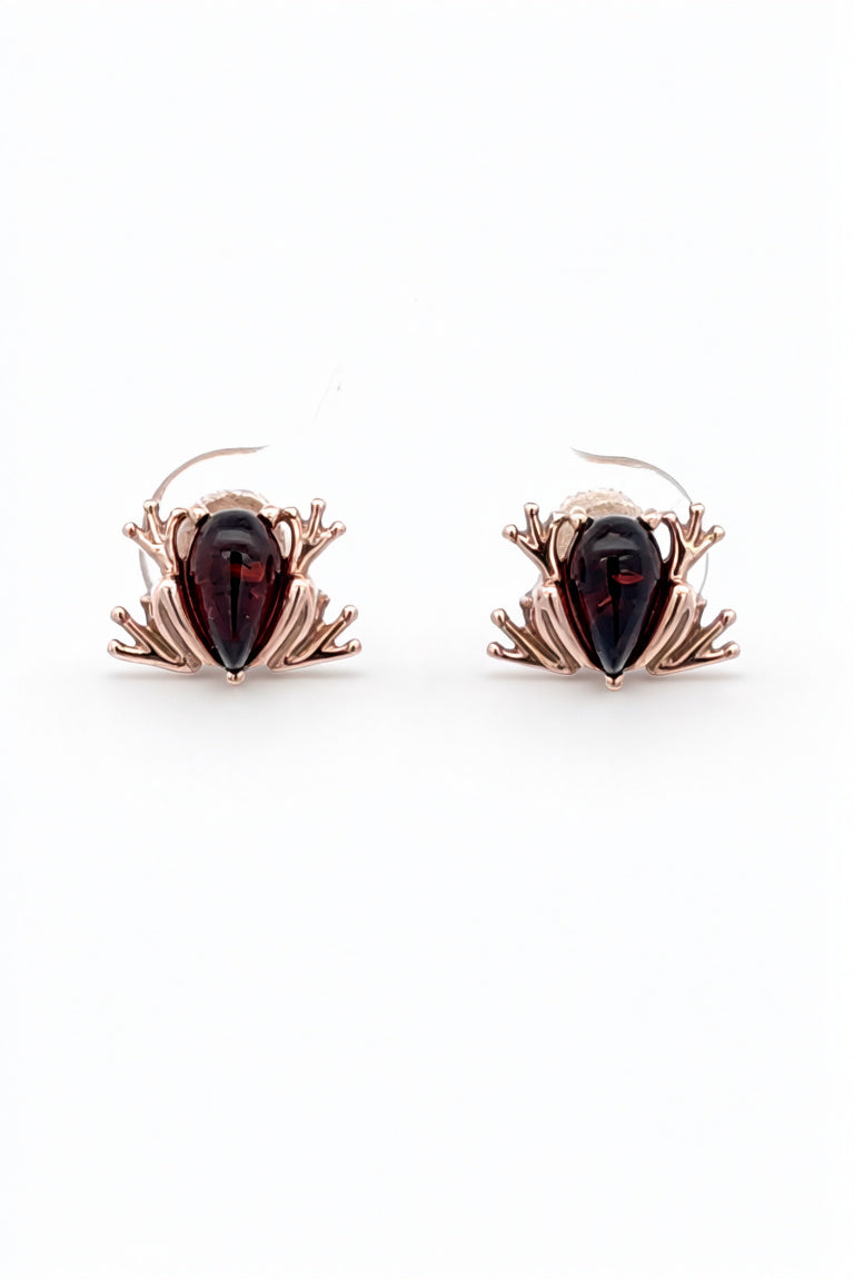 Teardrop Cognac Amber Silver Stud Earrings — DARVIN (Pre-Order)
