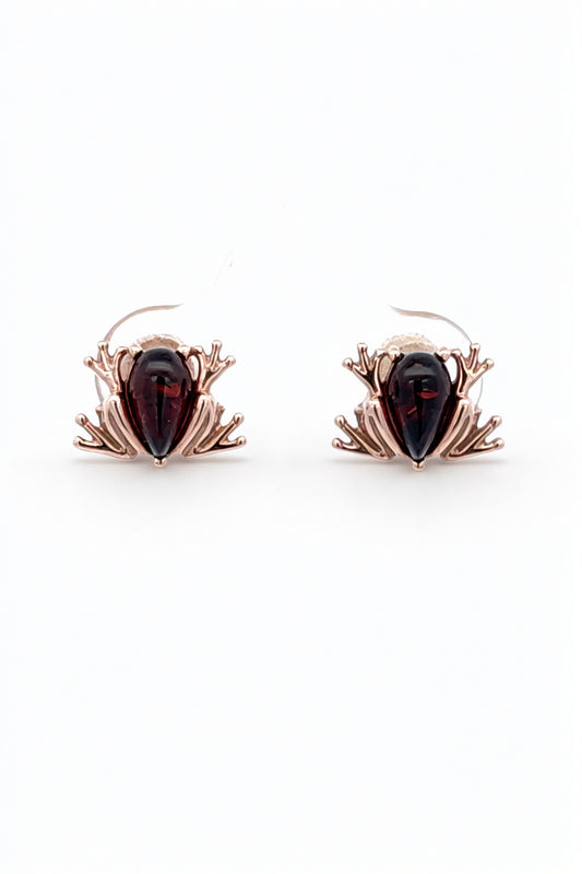 Teardrop Cognac Amber Silver Stud Earrings — DARVIN (Pre-Order)