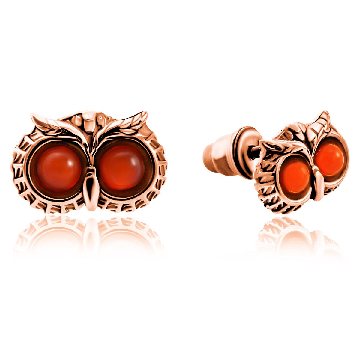 Round Cognac Amber Silver Stud Earrings — DARVIN (Pre-Order)