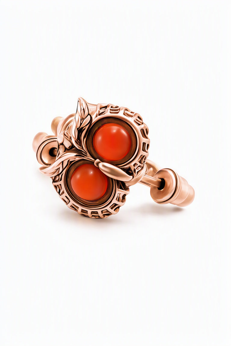 Round Cognac Amber Silver Stud Earrings — DARVIN (Pre-Order)