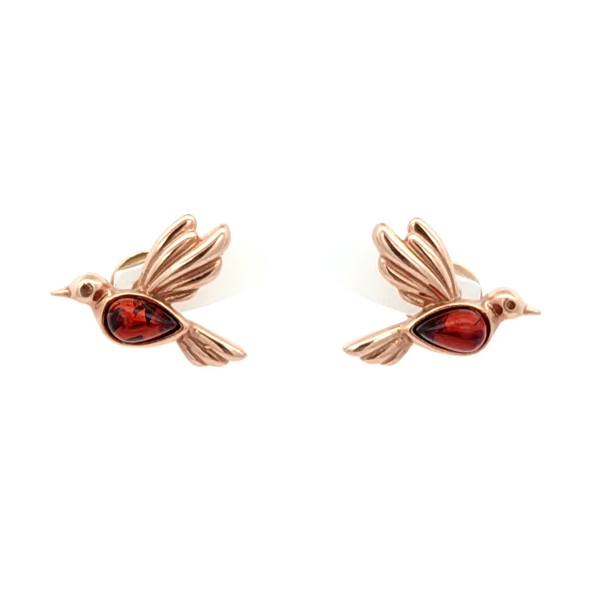 Teardrop Cognac Amber Silver Stud Earrings — DARVIN (Pre-Order)