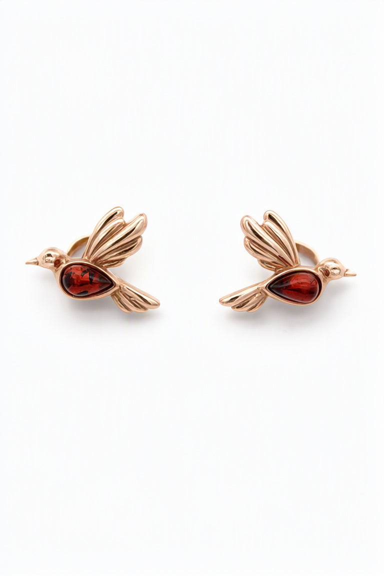 Teardrop Cognac Amber Silver Stud Earrings — DARVIN (Pre-Order)
