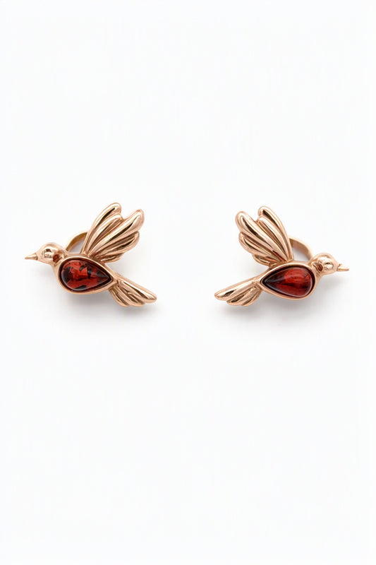Teardrop Cognac Amber Silver Stud Earrings — DARVIN (Pre-Order)