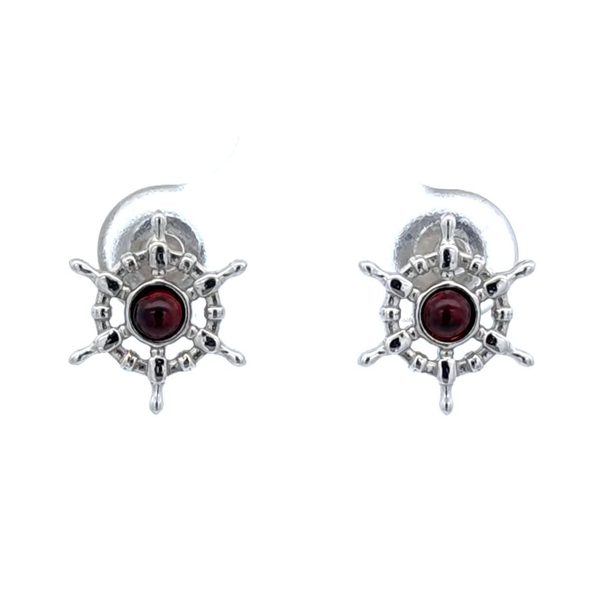 Round Cognac Amber Silver Stud Earrings — DARVIN (Pre-Order)