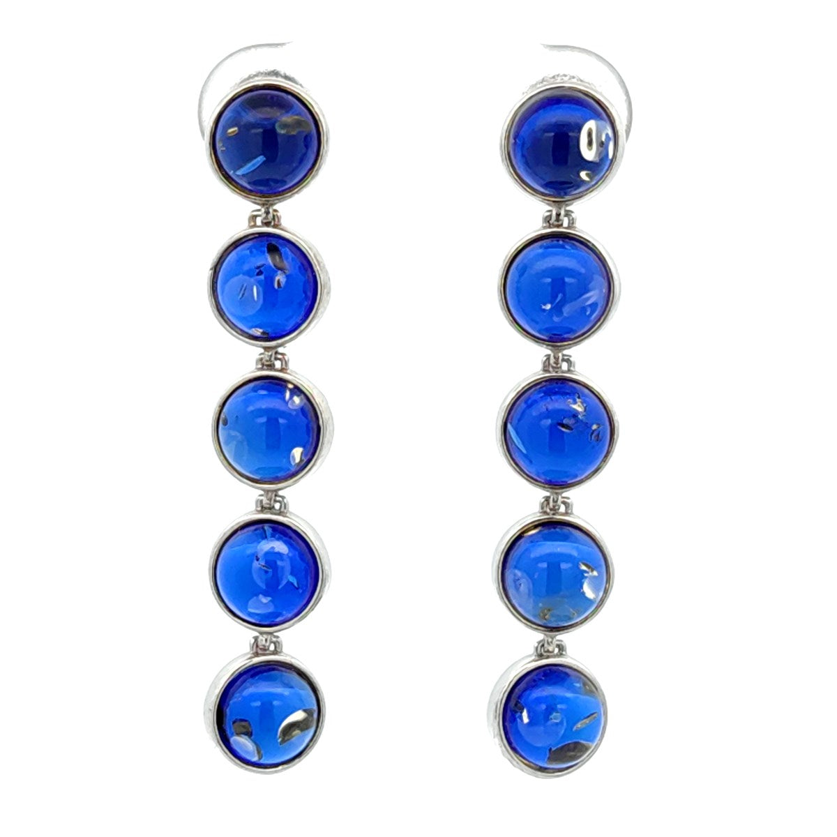Round Sapphire Blue Amber Silver Stud Earrings — DARVIN (Pre-Order)