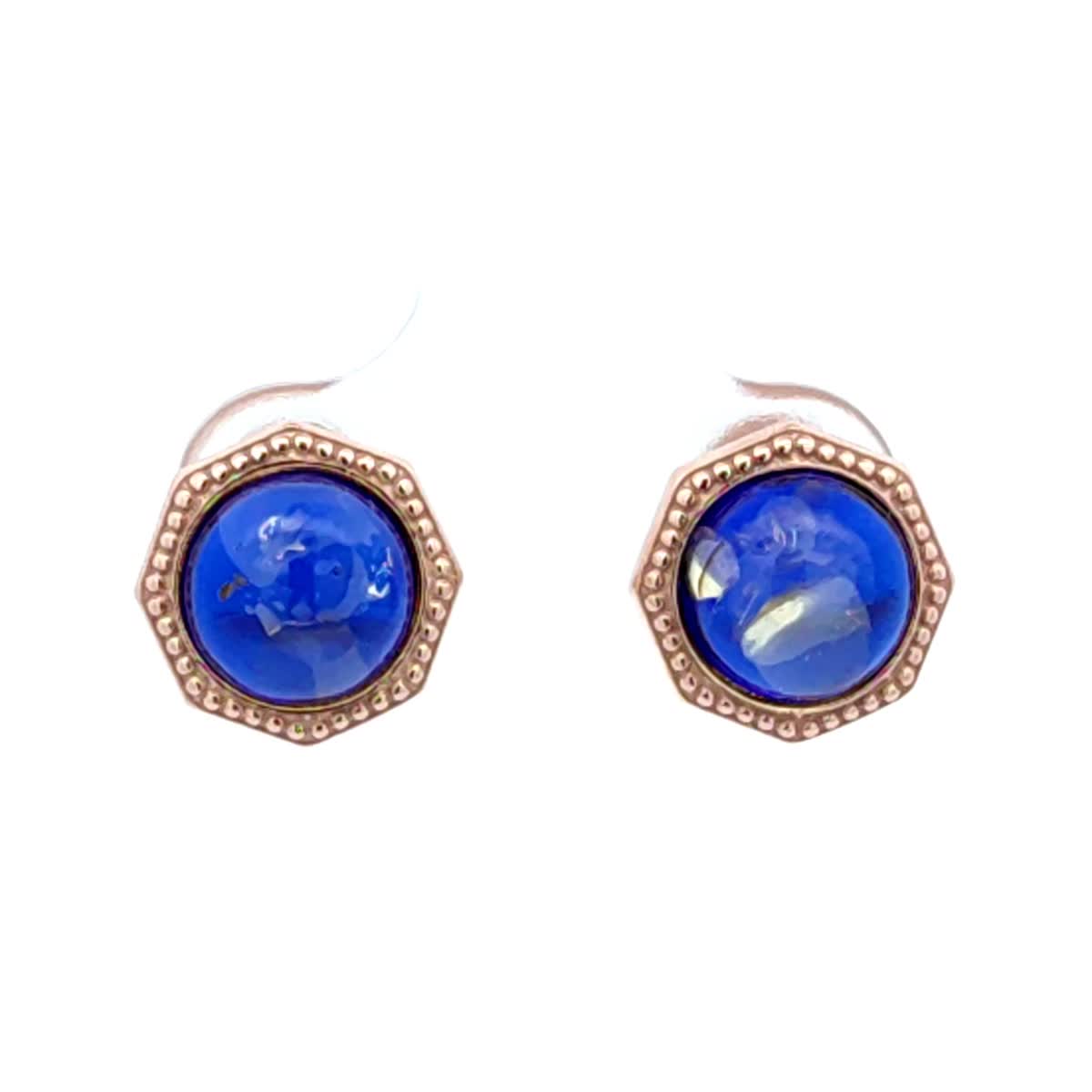 Round Sapphire Blue Amber Silver Stud Earrings — DARVIN (Pre-Order)