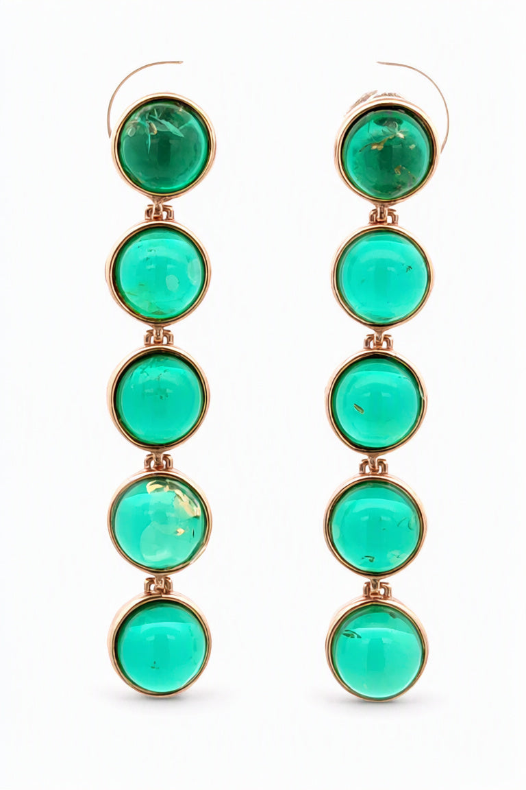 Round Emerald Green Amber Silver Stud Earrings — DARVIN (Pre-Order)