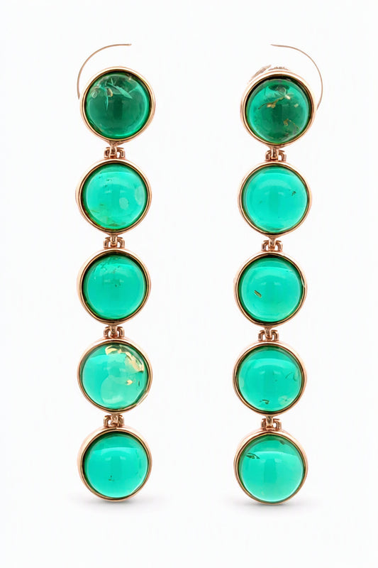 Round Emerald Green Amber Silver Stud Earrings — DARVIN (Pre-Order)