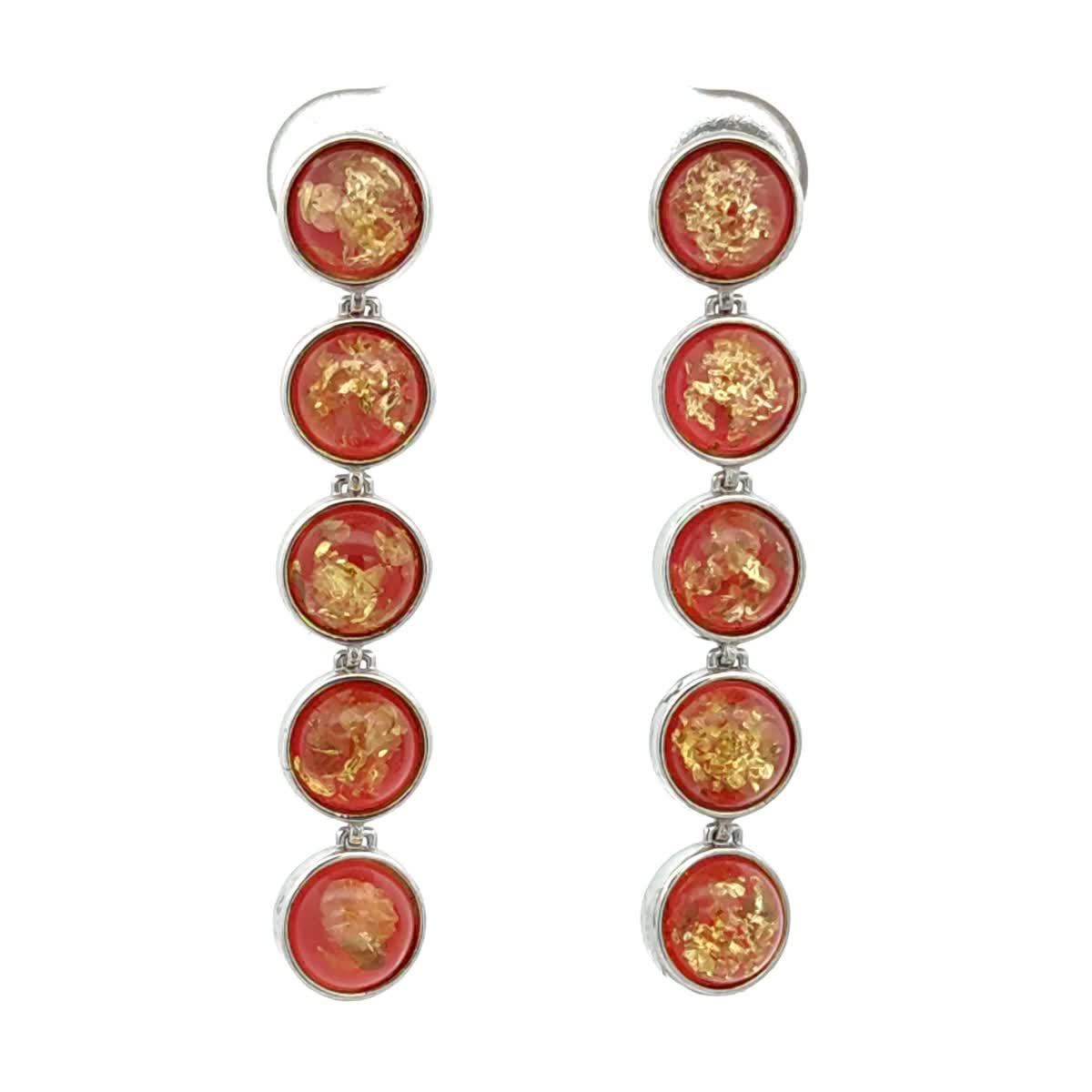 Round Pink Amber Silver Stud Earrings — DARVIN (Pre-Order)