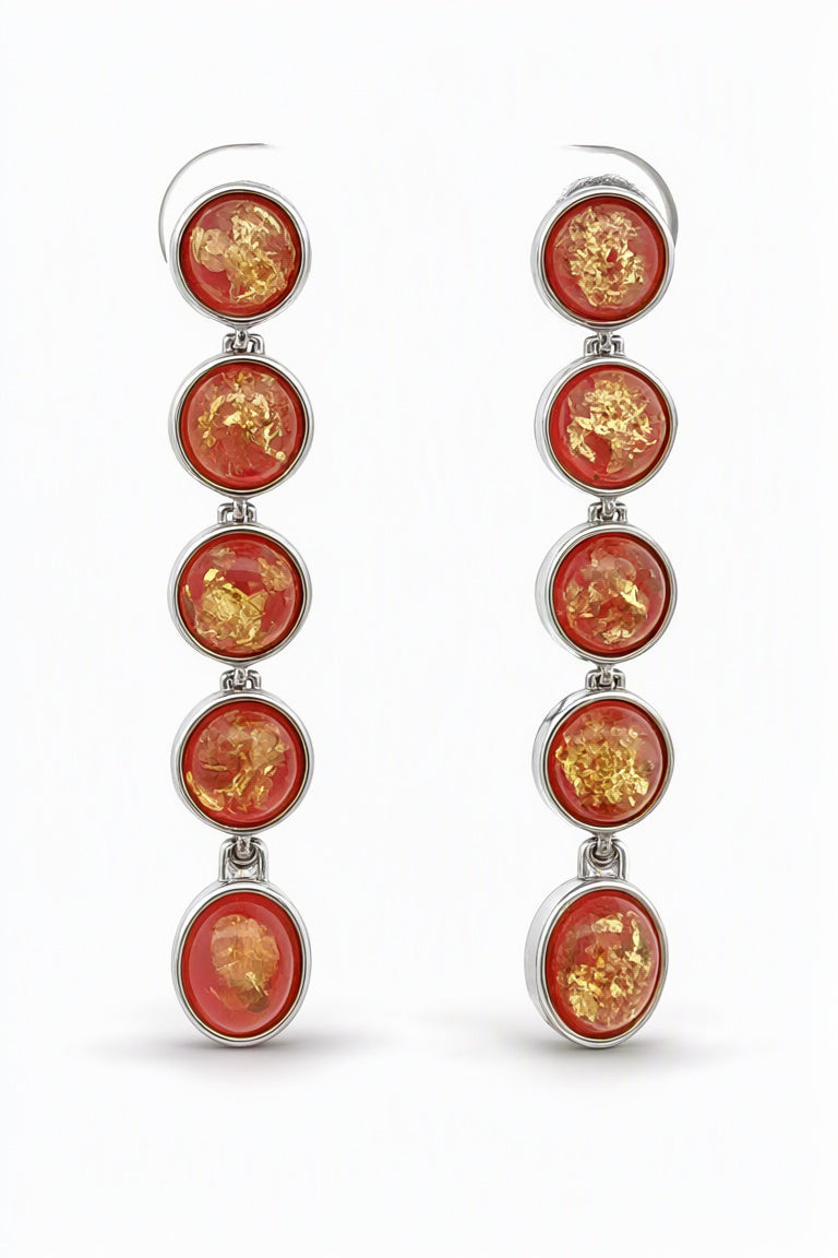 Round Pink Amber Silver Stud Earrings — DARVIN (Pre-Order)