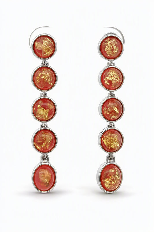 Round Pink Amber Silver Stud Earrings — DARVIN (Pre-Order)