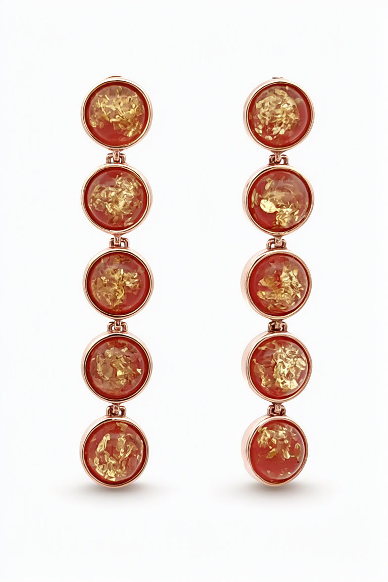 Round Pink Amber Silver Stud Earrings — DARVIN (Pre-Order)